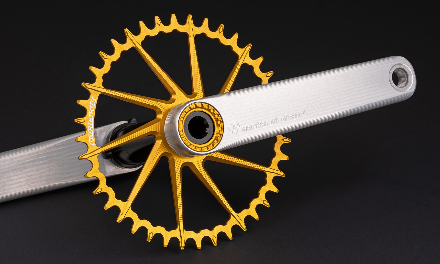 Garbaruk Gravel & Road Crankset, lightweight strong affordable alloy cranks EU-made, CNC-machined in Poland, silver and gold