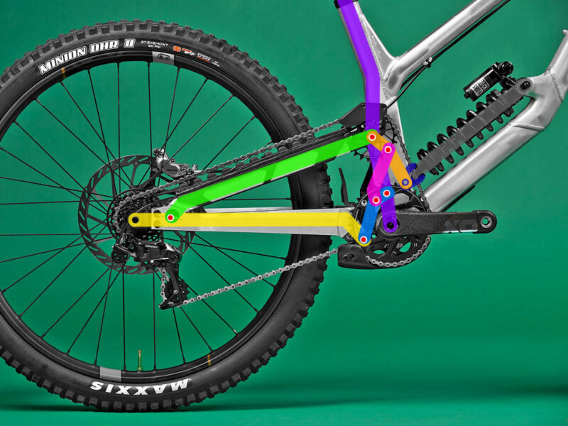 norco prototype downhill bike 6-bar linkage layout pivot locations