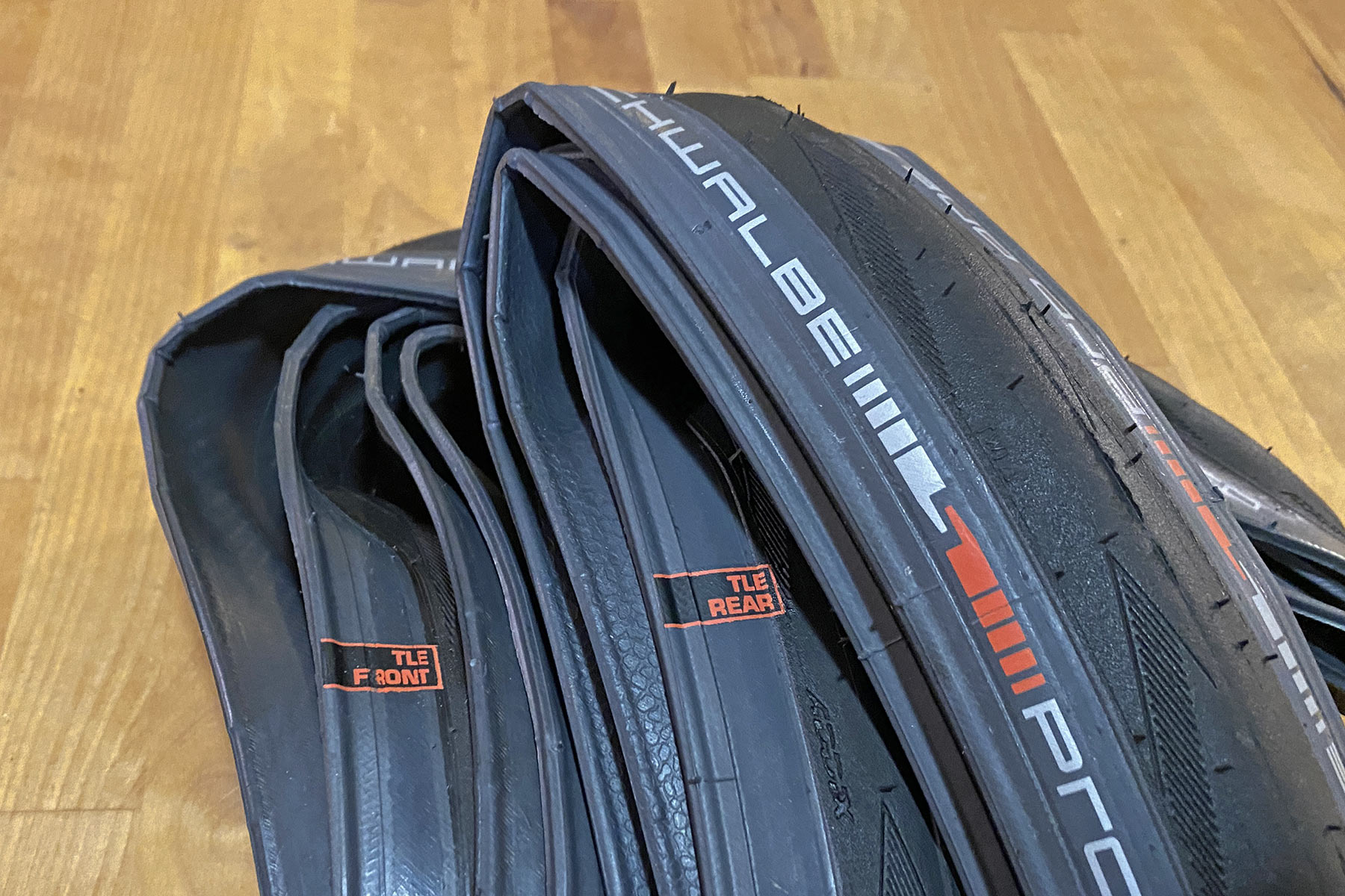 Schwalbe Pro One Aero front-specific & rear-specific aerodynamic racing TT road bike tires, folded pair