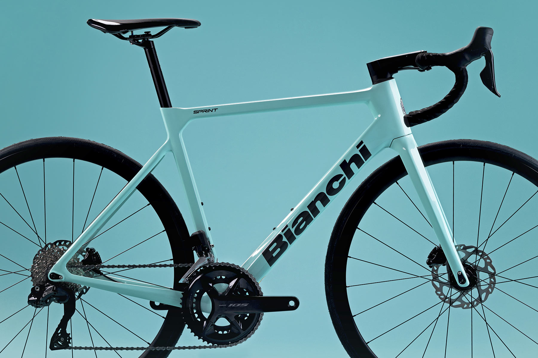 2024 Bianchi Sprint all-rounder carbon road bike with Shimano 105 12-speed mechanical, frame detail