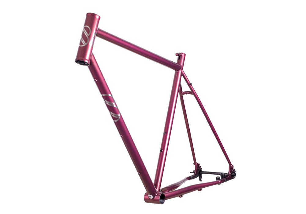 8bar Mitte Steel v3 affordable all-road gravel bike, frame in purple glitter