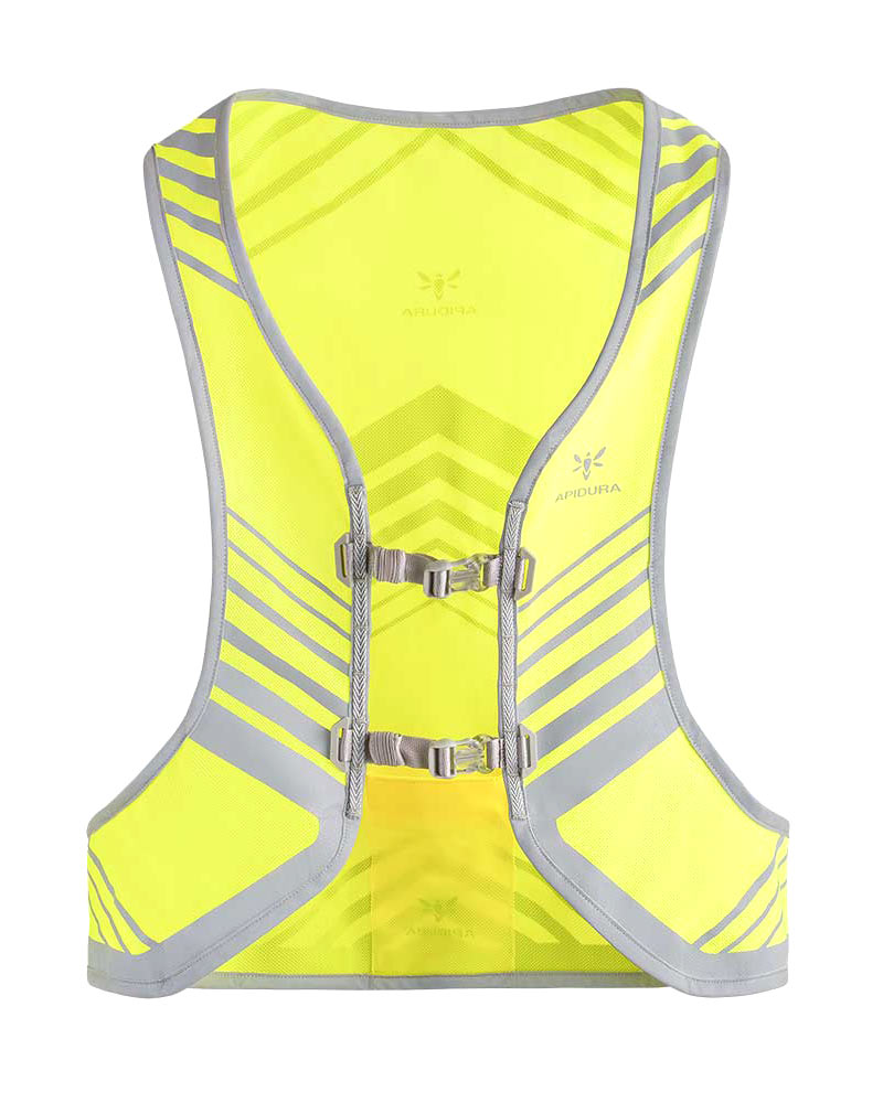 Apidura Packable Visibility Vest, lightweight road cycling-fitted EN Certified hi-viz vest, front