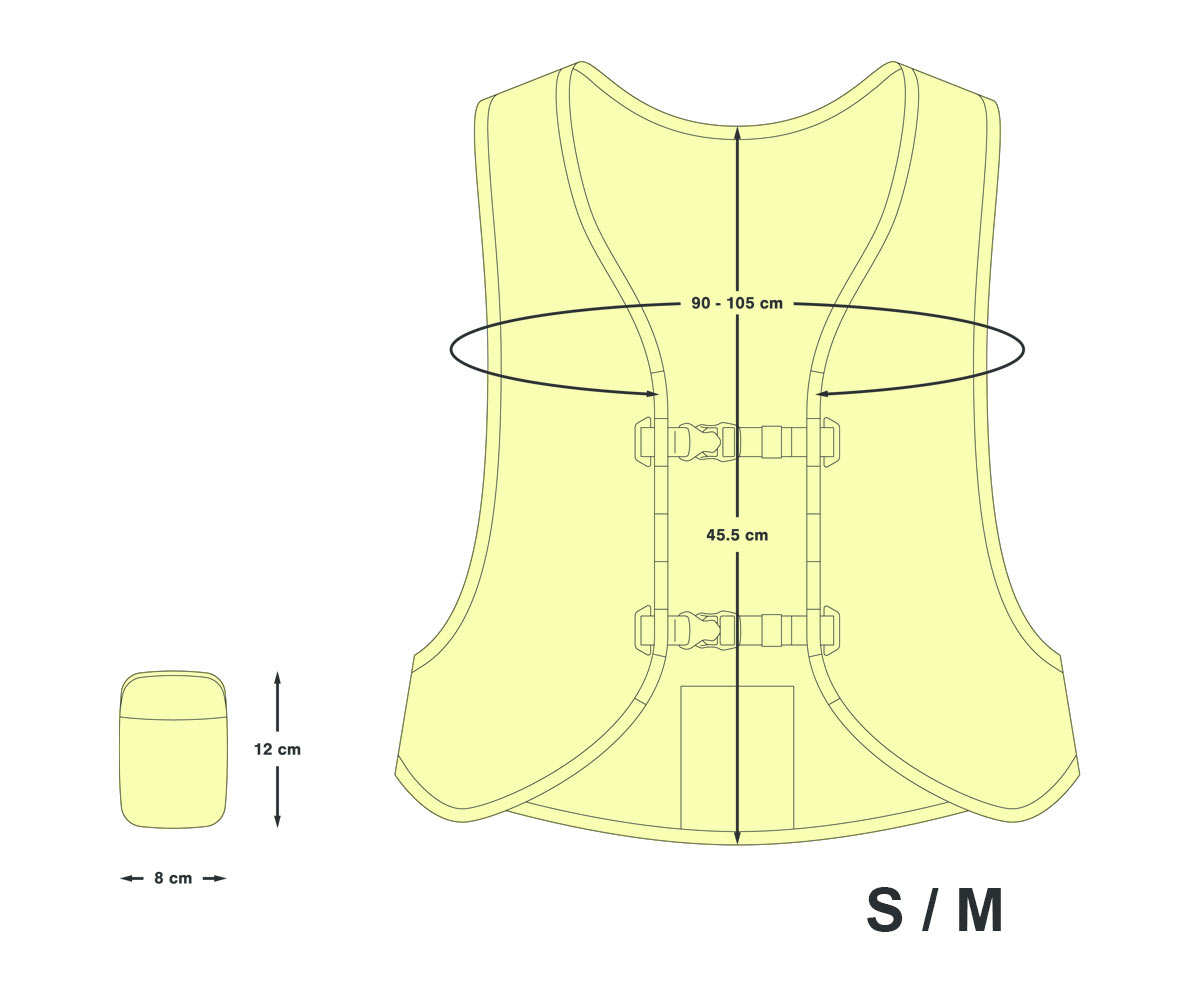 Apidura Packable Visibility Vest, lightweight road cycling-fitted EN Certified hi-viz vest, smaller S/M size