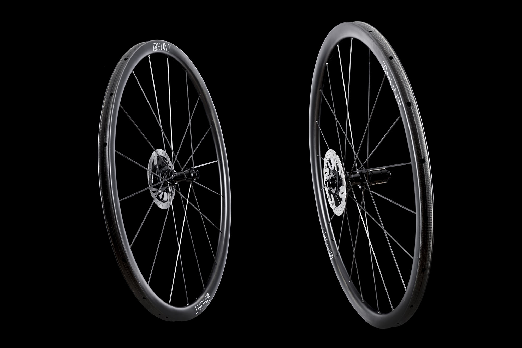 Hunt Hill Climb SL Disc ultralight carbon tubular road bike wheelset, dark pair