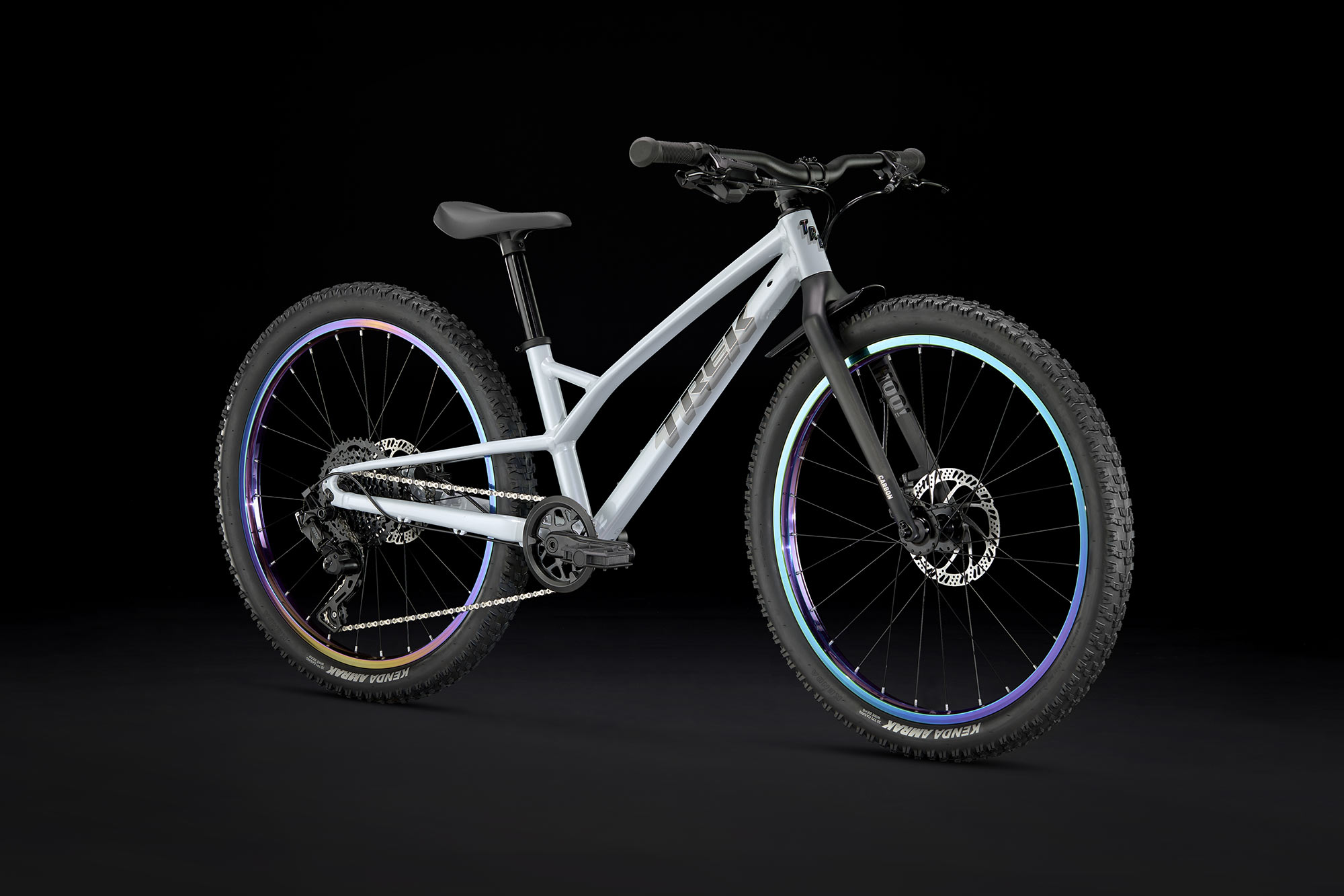 Trek Wahoo Trail lightweight alloy kids bike hybrid mountain bike, 24" angled