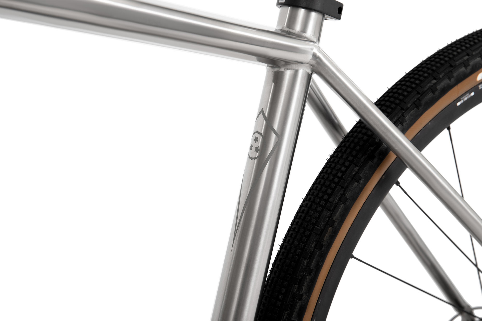 closeup details of litespeed toscano titanium gravel bike seat stays
