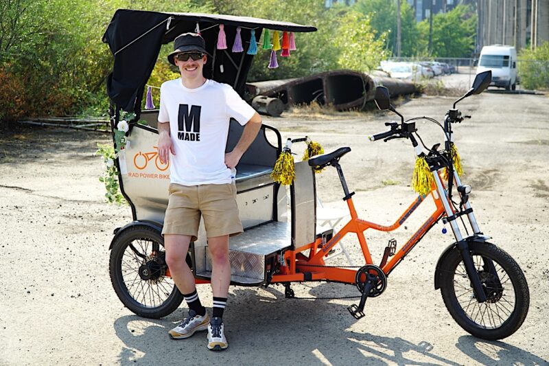 Made Bike Show rickshaw bike with Made guy