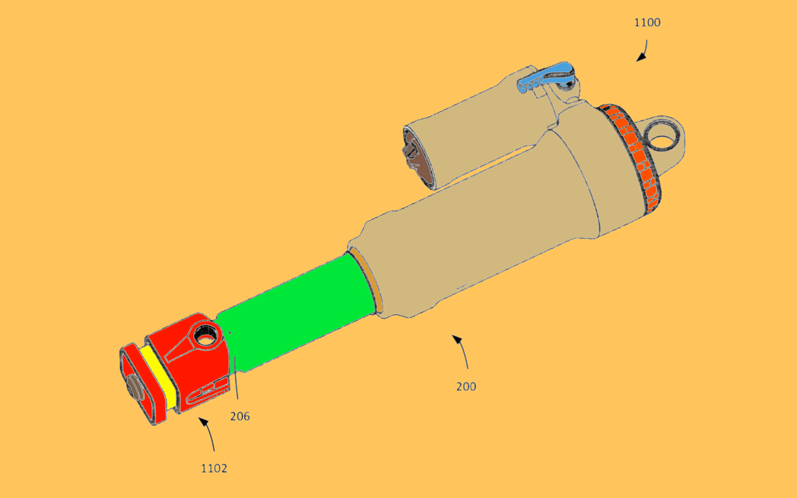 sram vibration damping elastomer shock end mounts rockshox buttercup technology patent