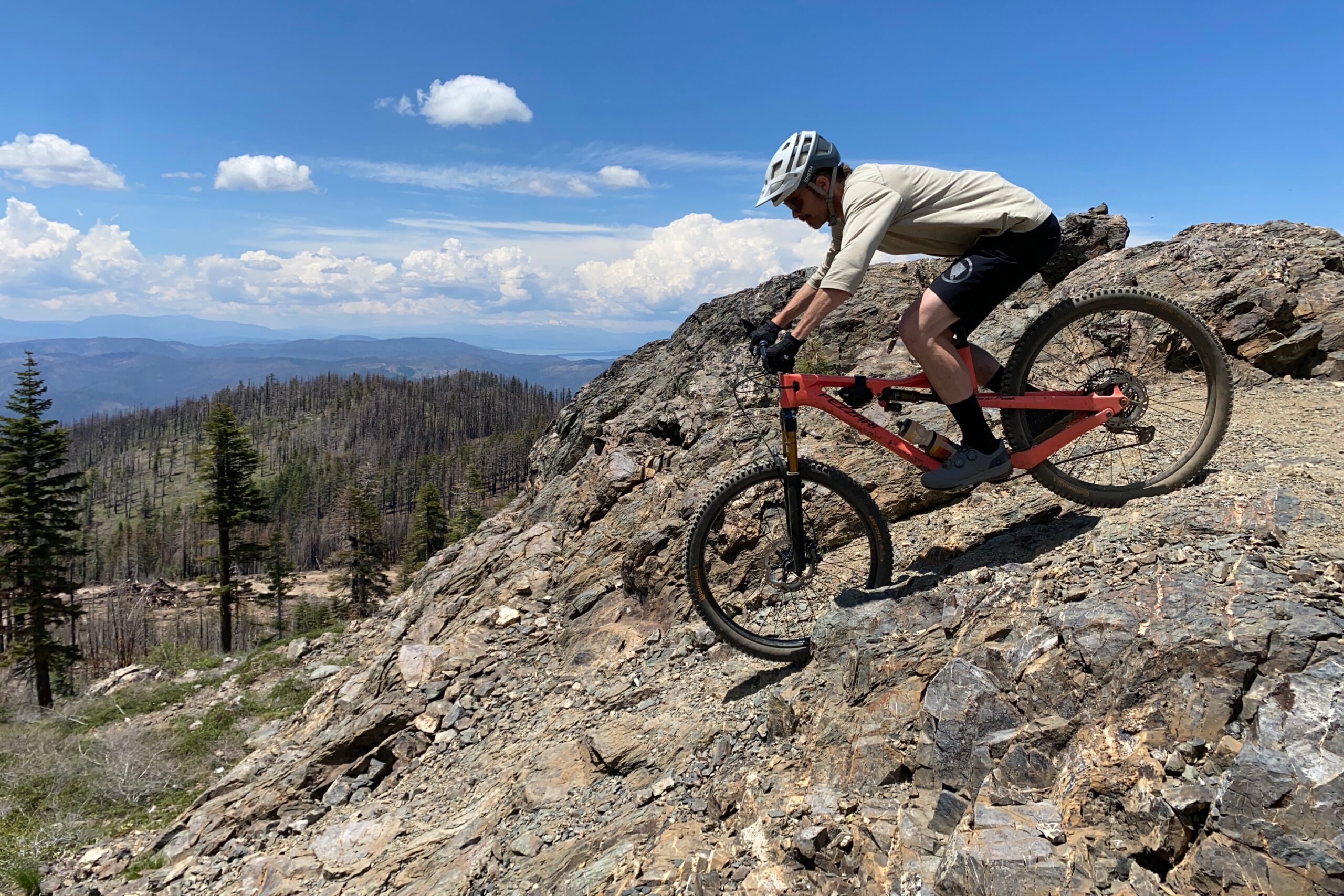 Author Jeremy Benson testing mountain bike shorts