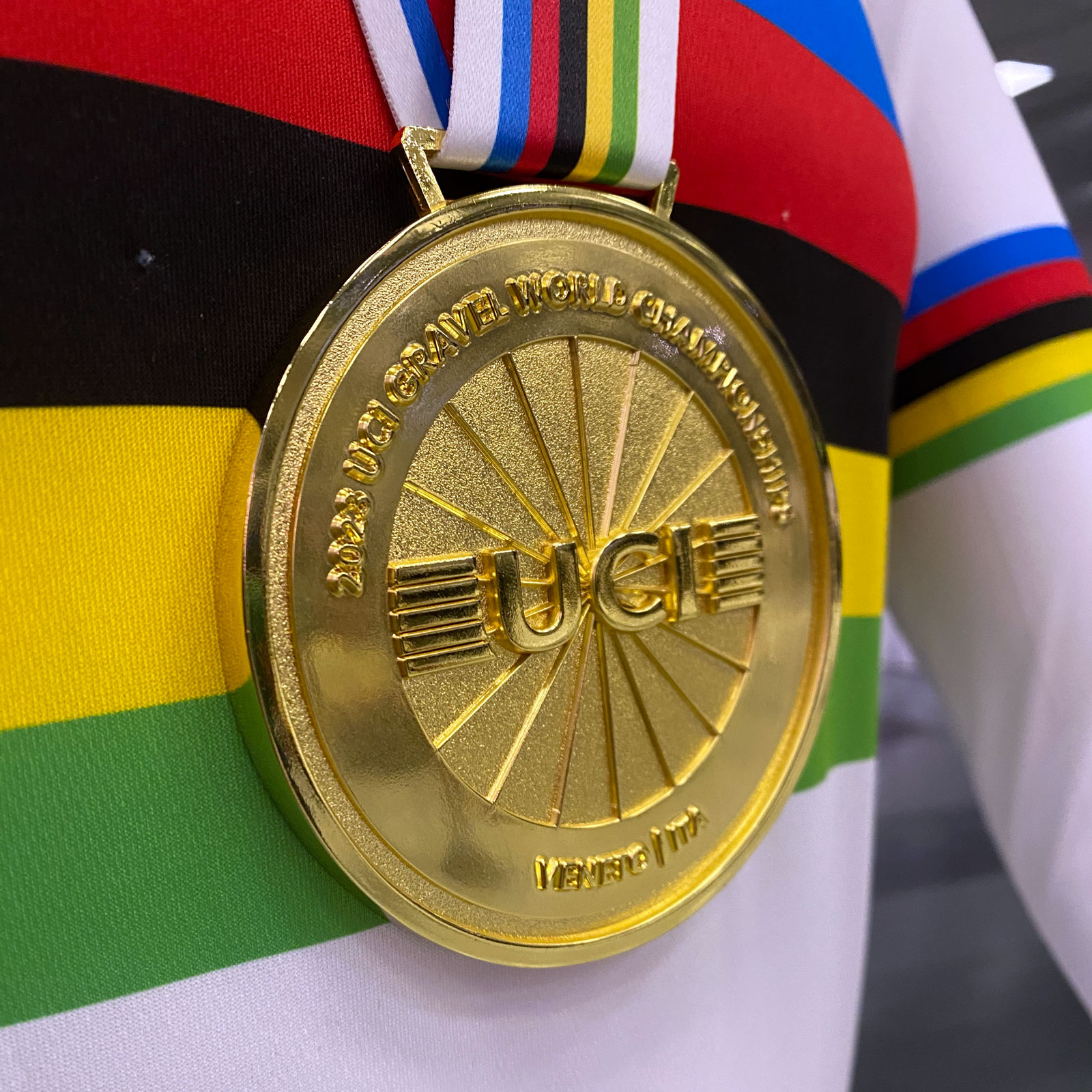 2023 Gravel World Champion Matej Mohorič won anothe rgold medal and rainbow stripes in new discipline