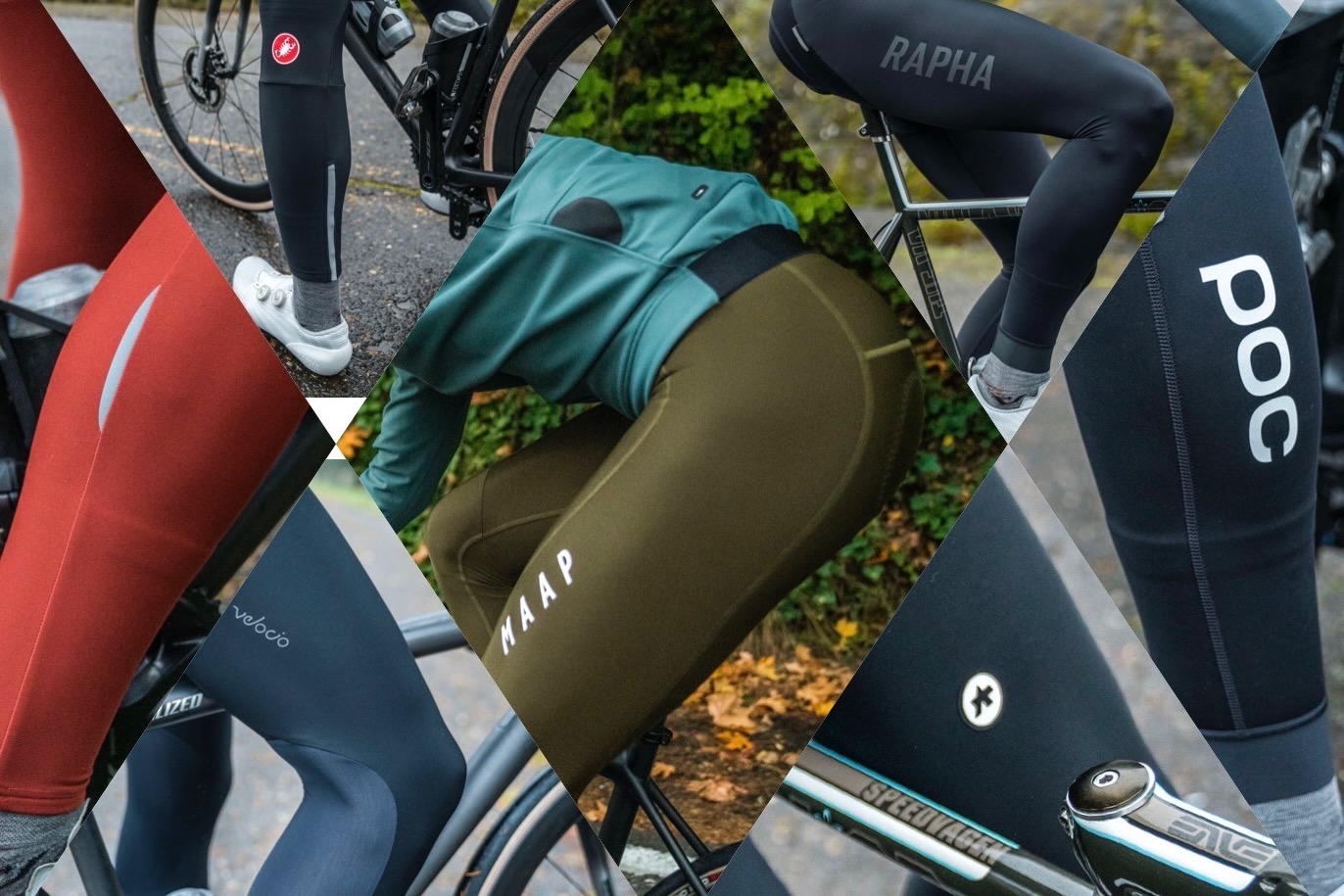 Collage photo of cycling bib tights