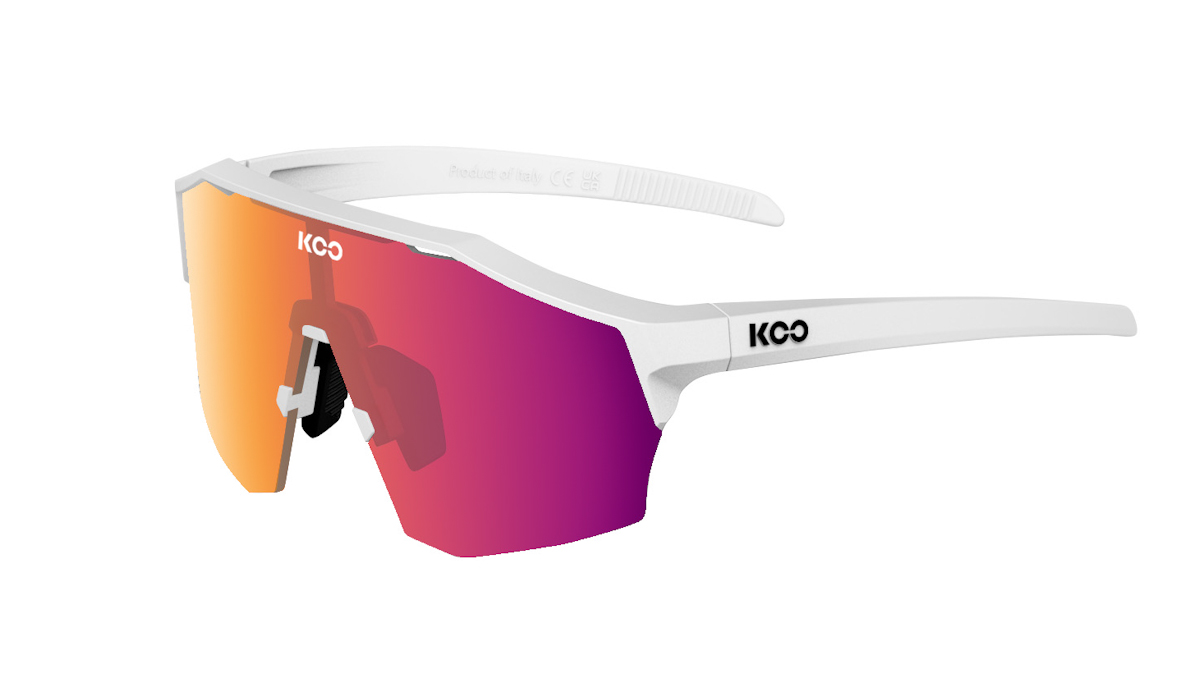 KOO ALIBI sunglasses, matt white with fuchsia photochromic lens