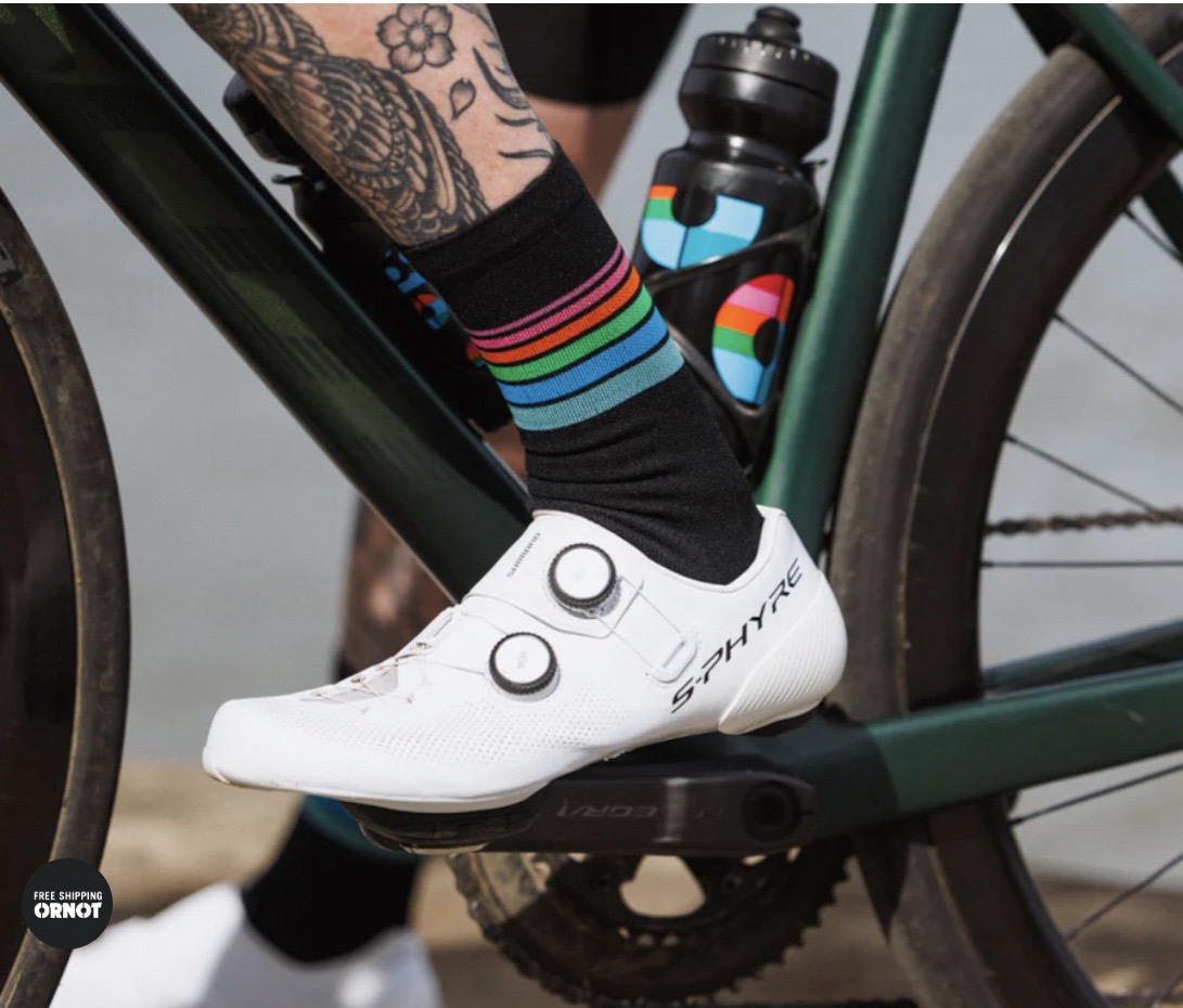 Ornot Decade Collection sock on the bike
