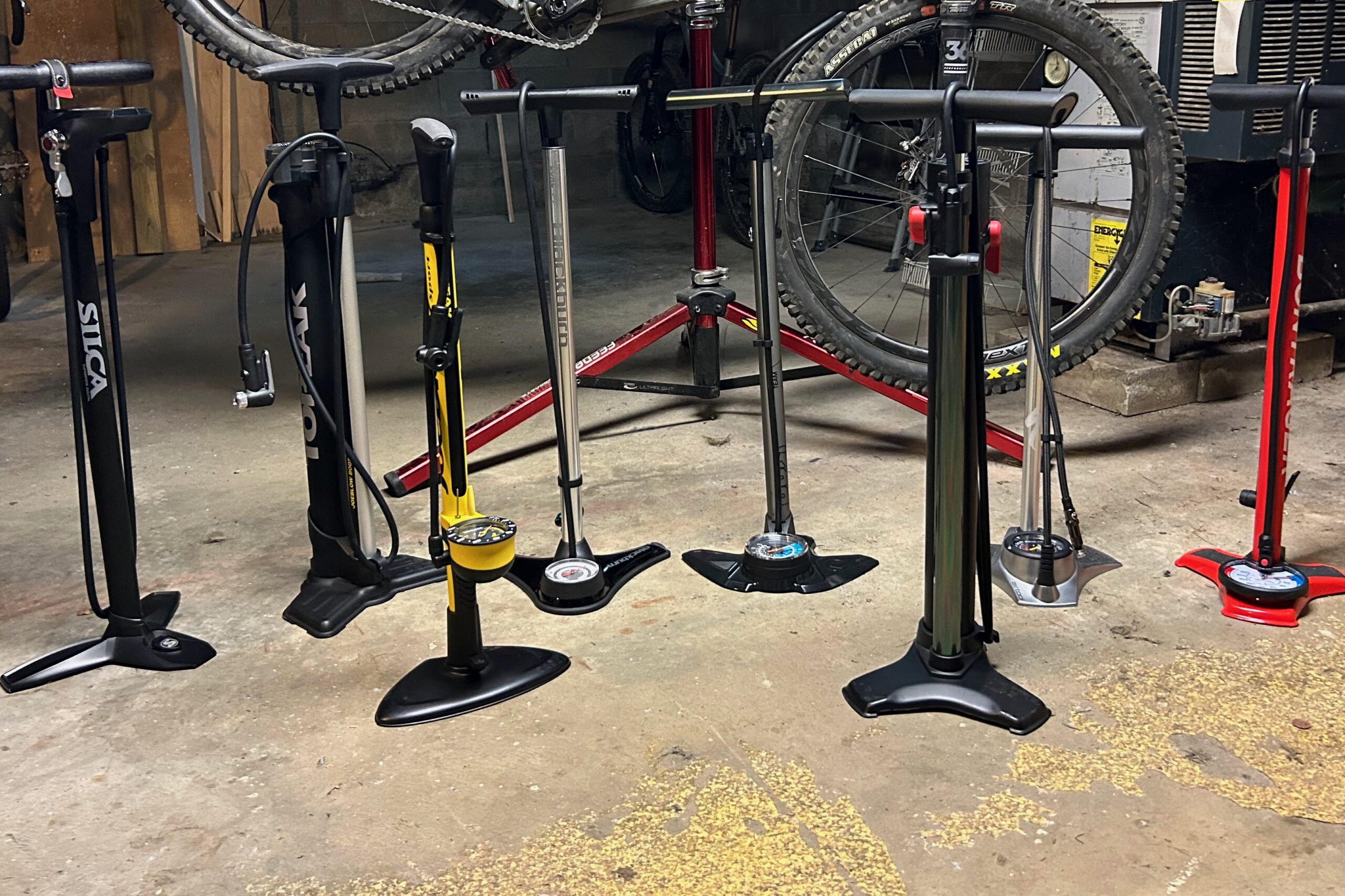 Bike pump comparison shot of different foot/base designs