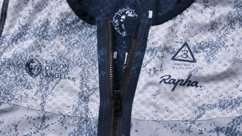 Rapha L39ION of LA Reversible Crit Jersey zipper close up