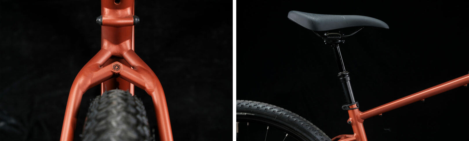 closeup details of rack mounts on polygon bend alloy gravel bike