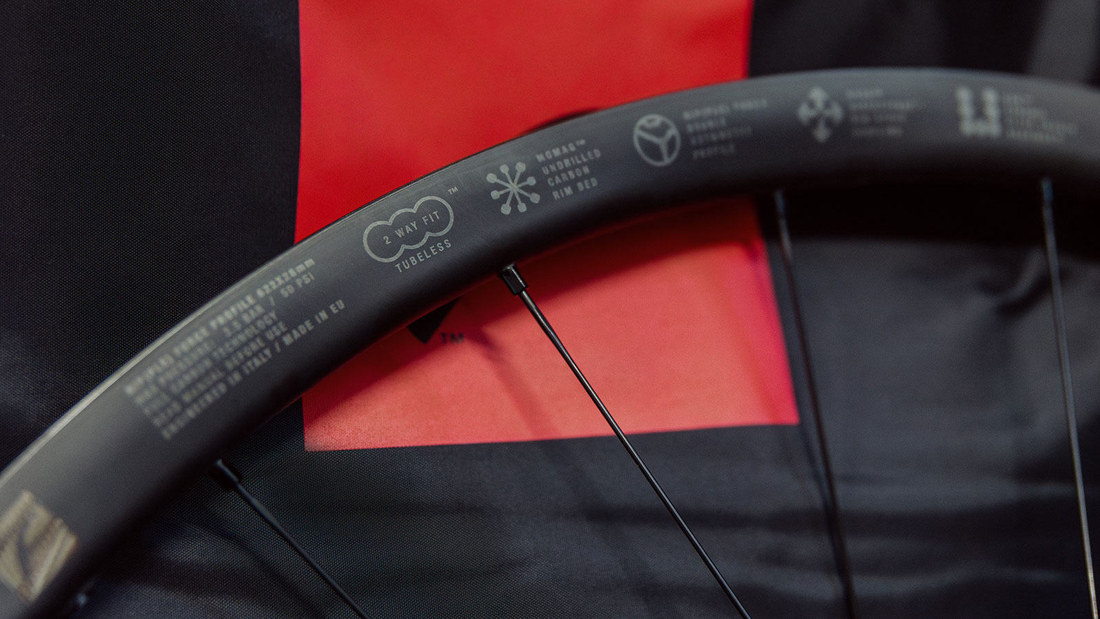 2023 Fulcrum Red Zone Carbon+ premium lightweight XC mountain bike wheels, made-in-EU, rim detail