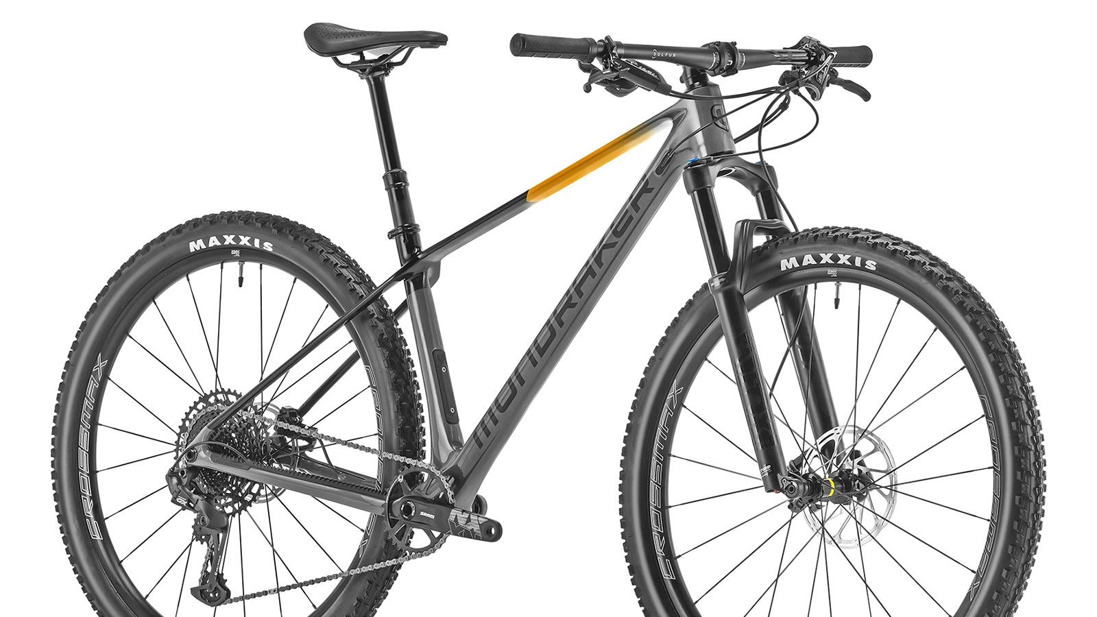2024 Mondraker Chrono Carbon DC progressive downcountry hardtail mountain bike, angled detail