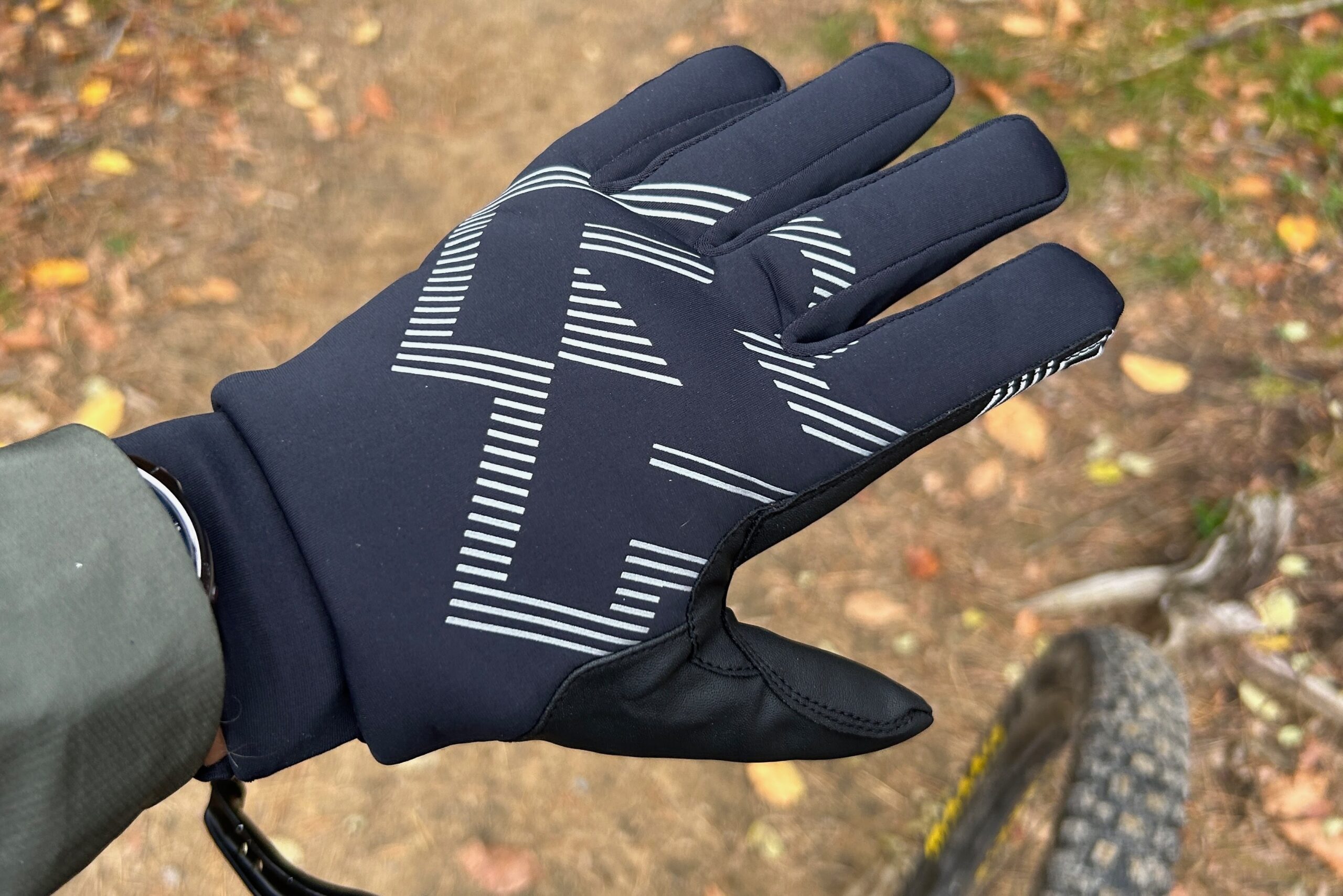 Wearing the Race Face Conspiracy cold weather mountain bike gloves