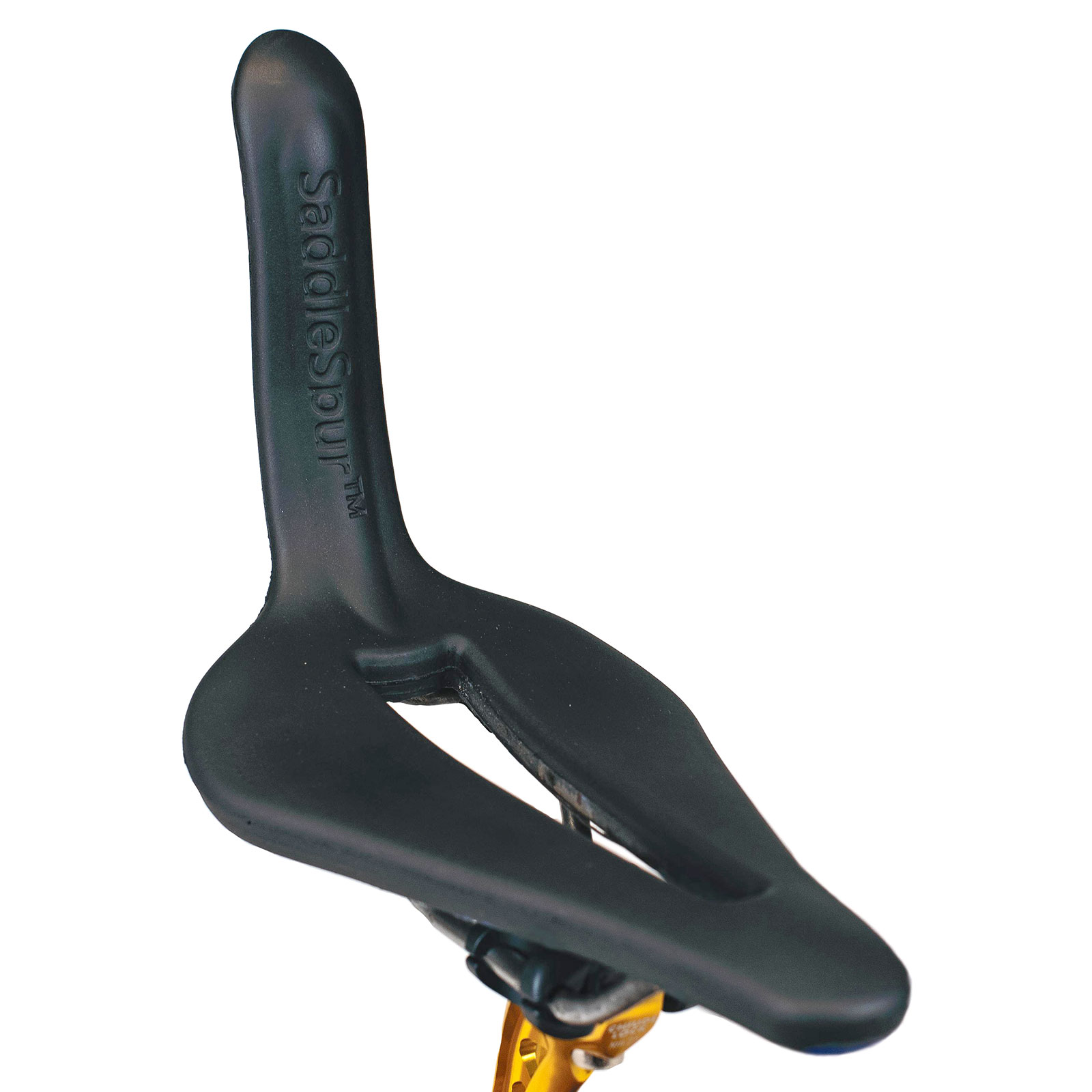 SaddleSpur unique ergonomic cycling saddle design with rear coccyx support, dildo