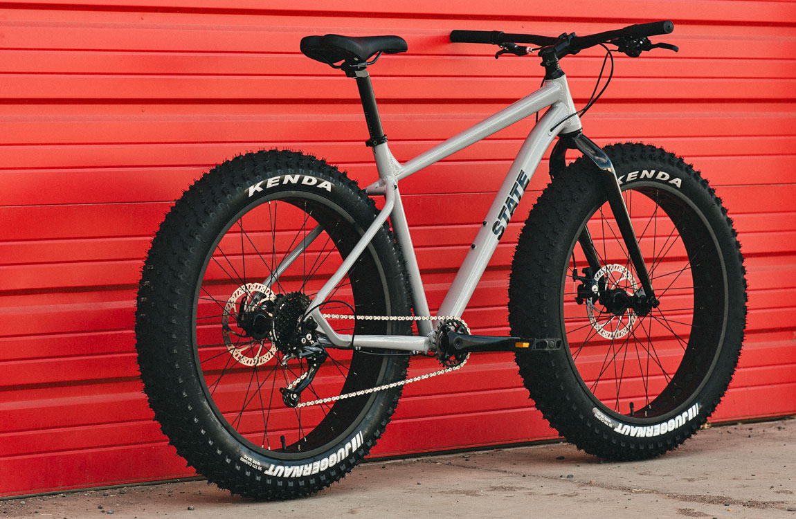 State Bicycle Co. 6061 Trail+ Fat Bike, an affordable alloy budget entry-level aluminum fatbike, BAAW rear
