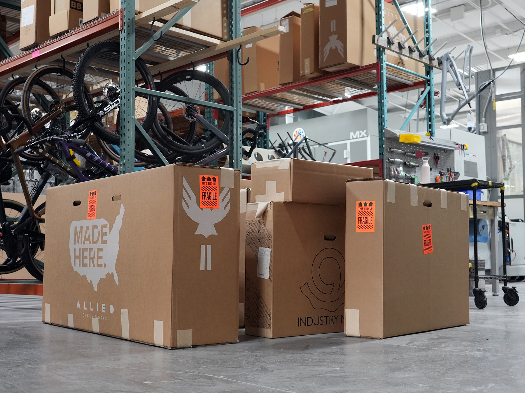 allied cycles bikes boxed and ready to ship