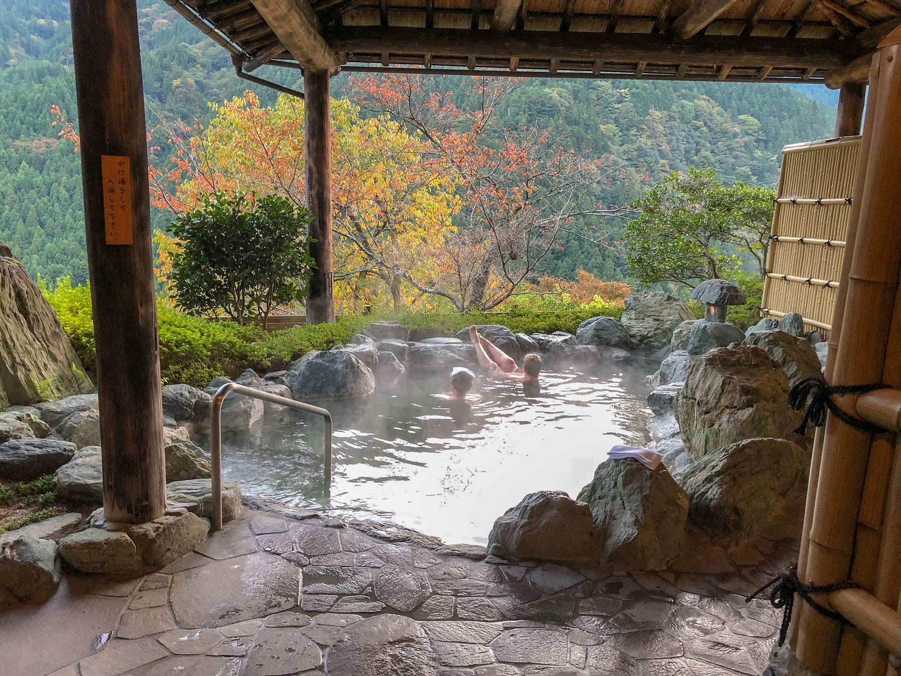 hot spring soak on ride and seek cycle japan samurai cycling tour in may and october