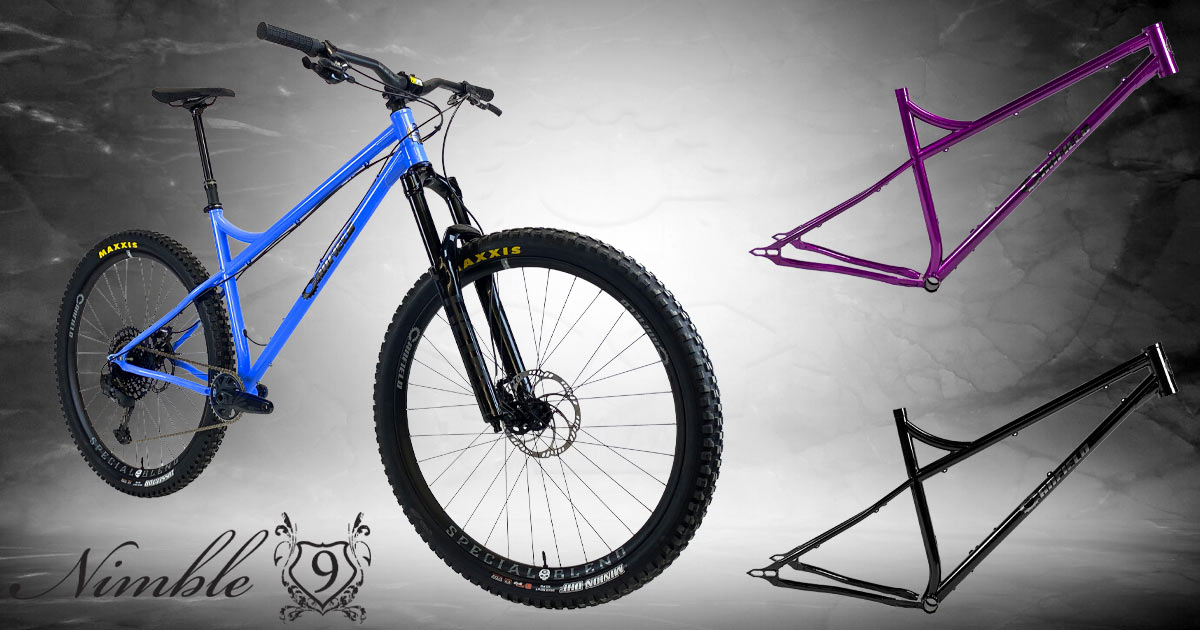2024 canfield nimble 9 hardtail mtb shown in three colors