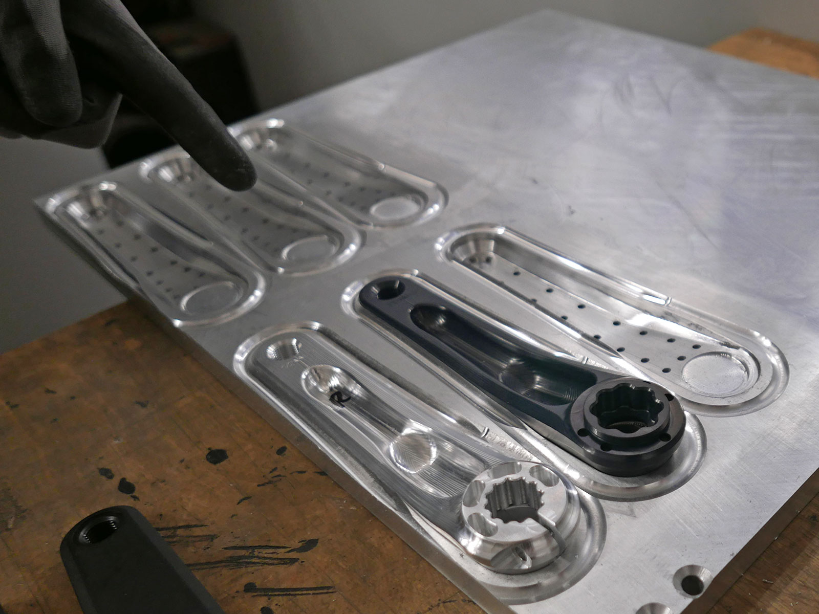 Actofive Signature X Pinion CNC-machined gearbox bike crankset, Factory Tour, step 2 vacuum fixture