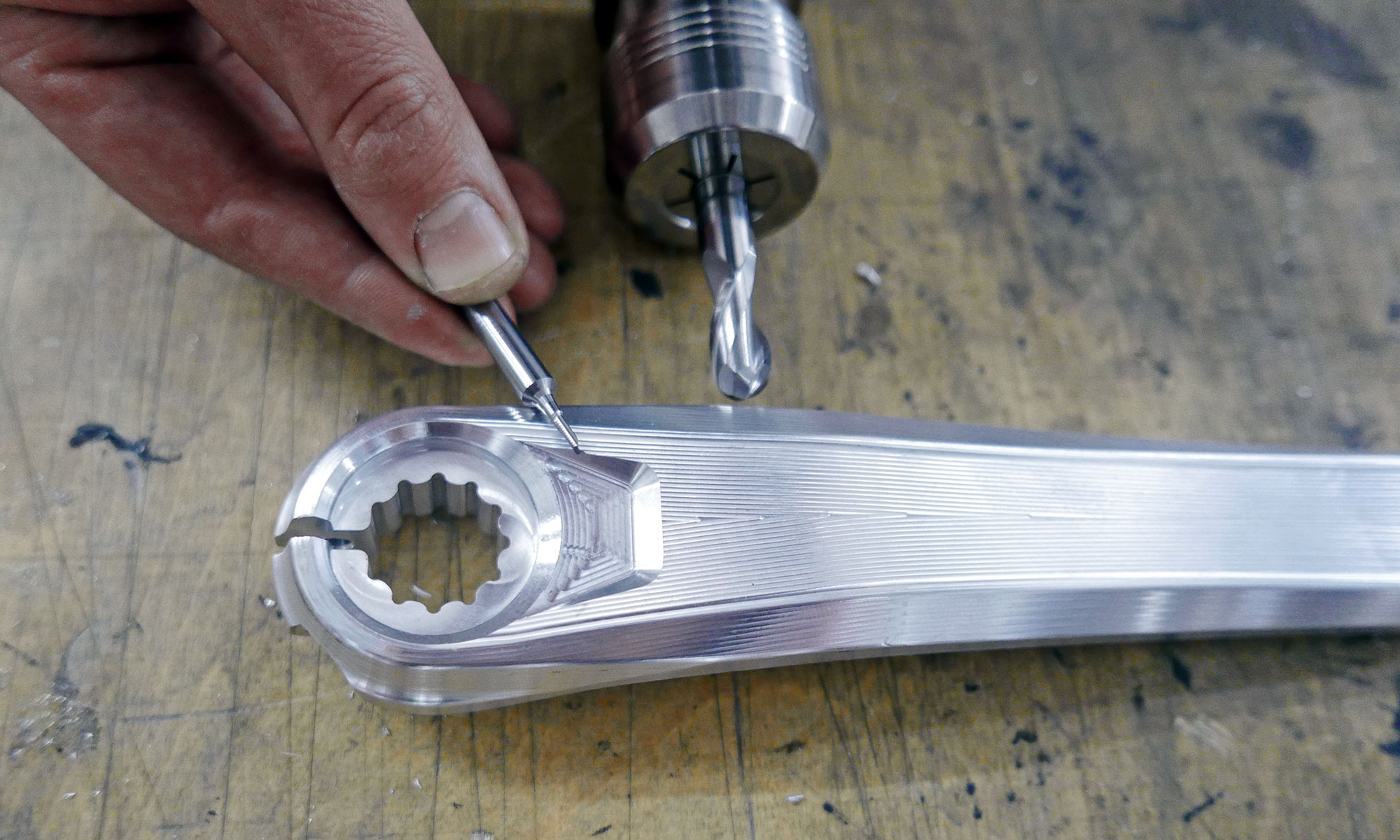 Actofive Signature X Pinion CNC-machined gearbox bike crankset, Factory Tour machining detail