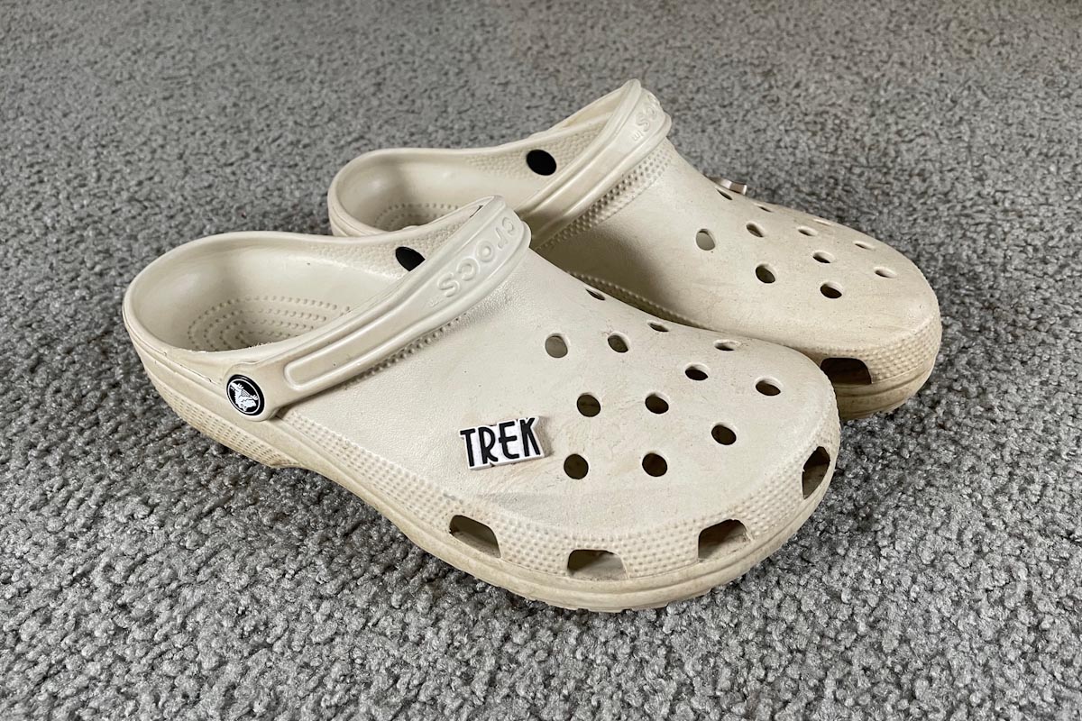 Crocs with Trek charm