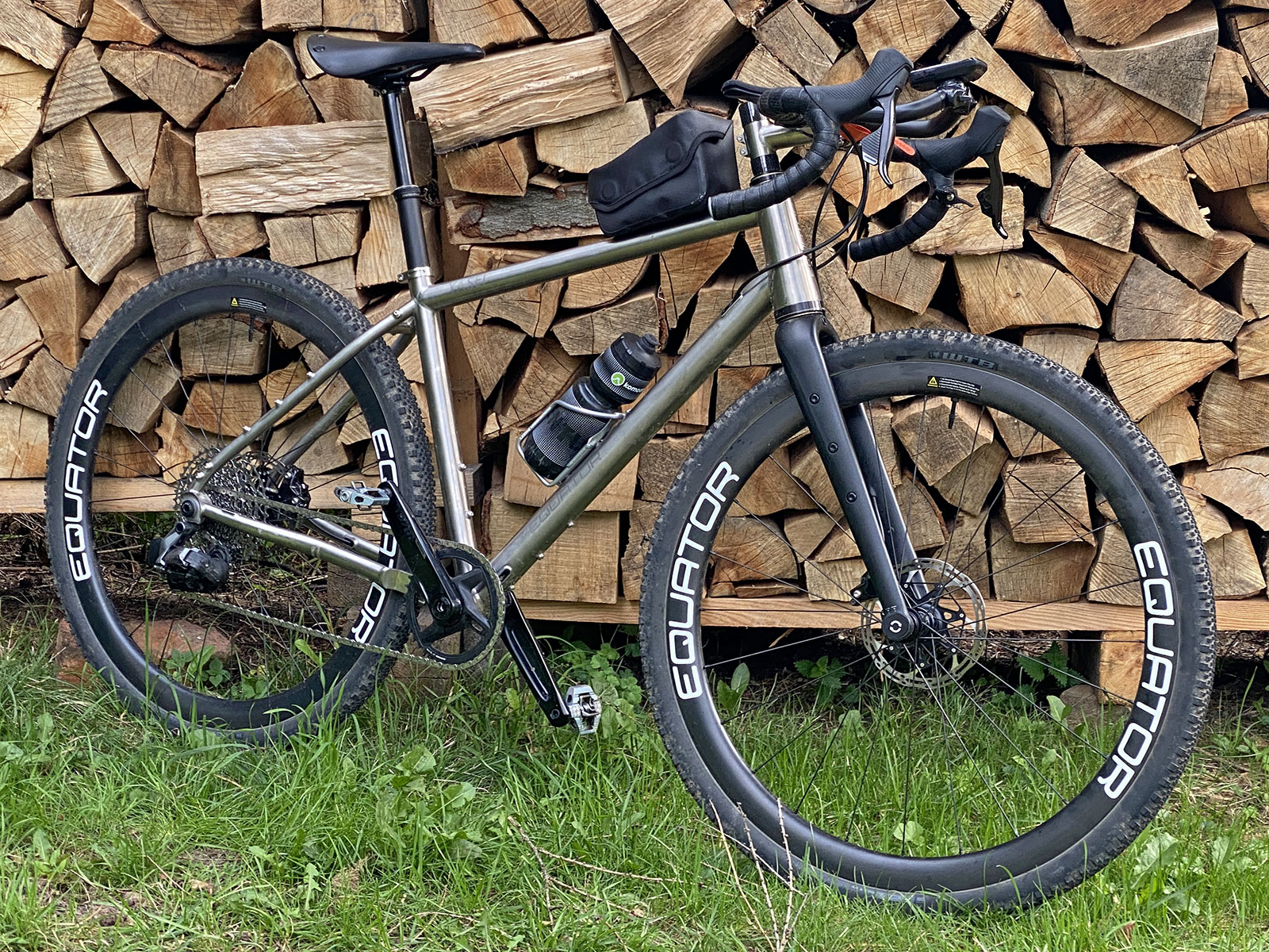 Equator Yasei titanium affordable gravel bike review, angled