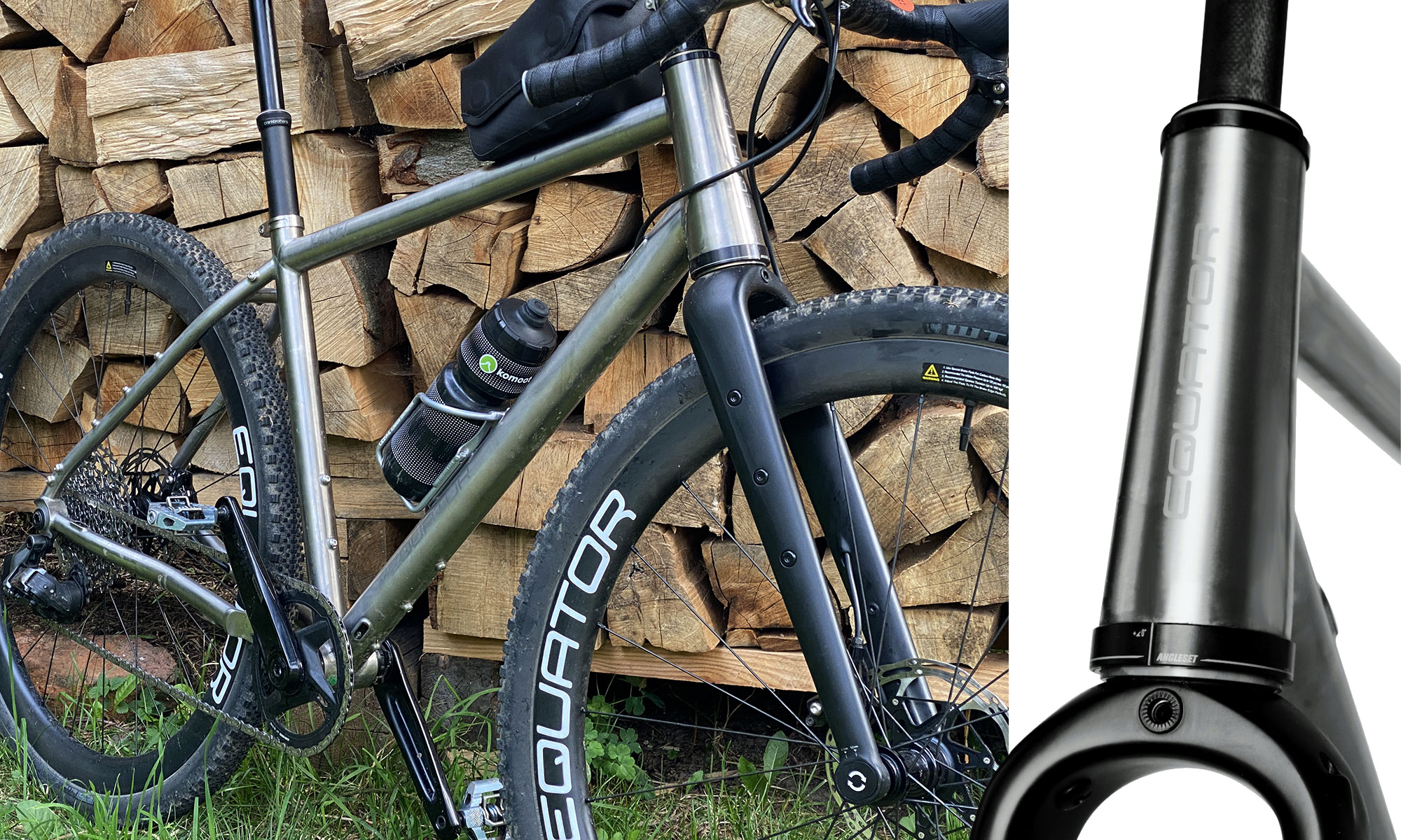 Equator Yasei titanium affordable gravel bike review, tapered headtube & adjustable headset angle