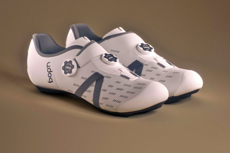 Udog Cento road shoes, new custom dial-retention fit stiff carbon road cycling shoes, angled