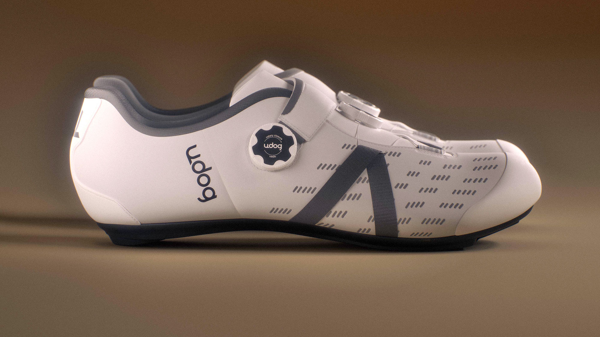 Udog Cento road shoes, new custom dial-retention fit stiff carbon road cycling shoes, side view