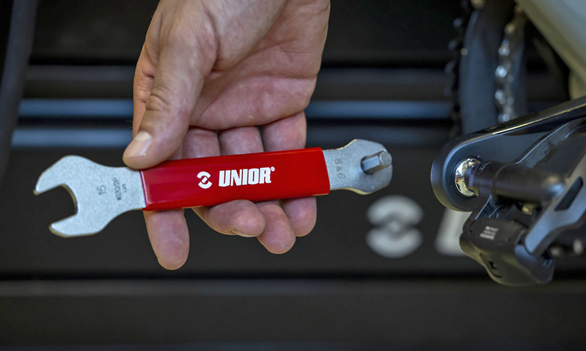 Unior Bike Tools, universal 3-in-1 Pedal wrench for travel or home mechanic, in hand