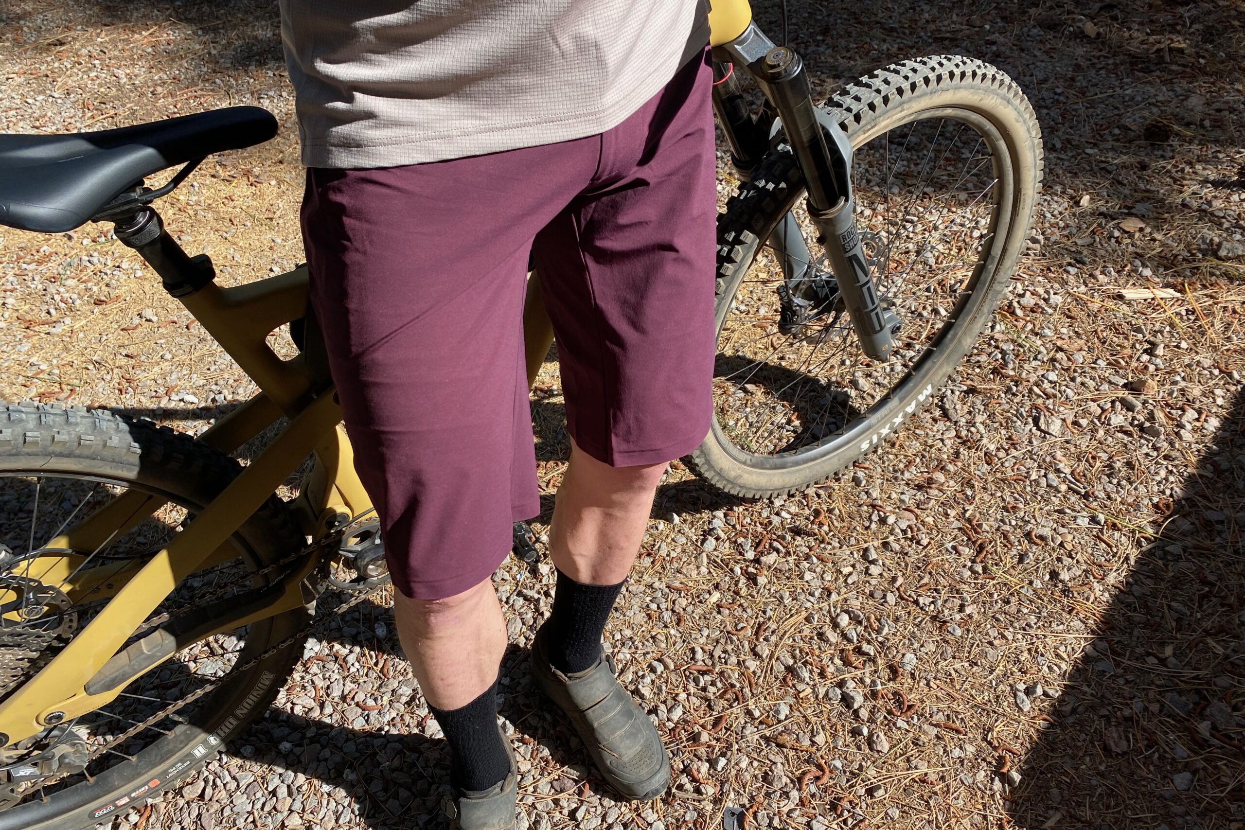 Wearing the Velocio Ultralight Trail Shorts and Delta Jersey