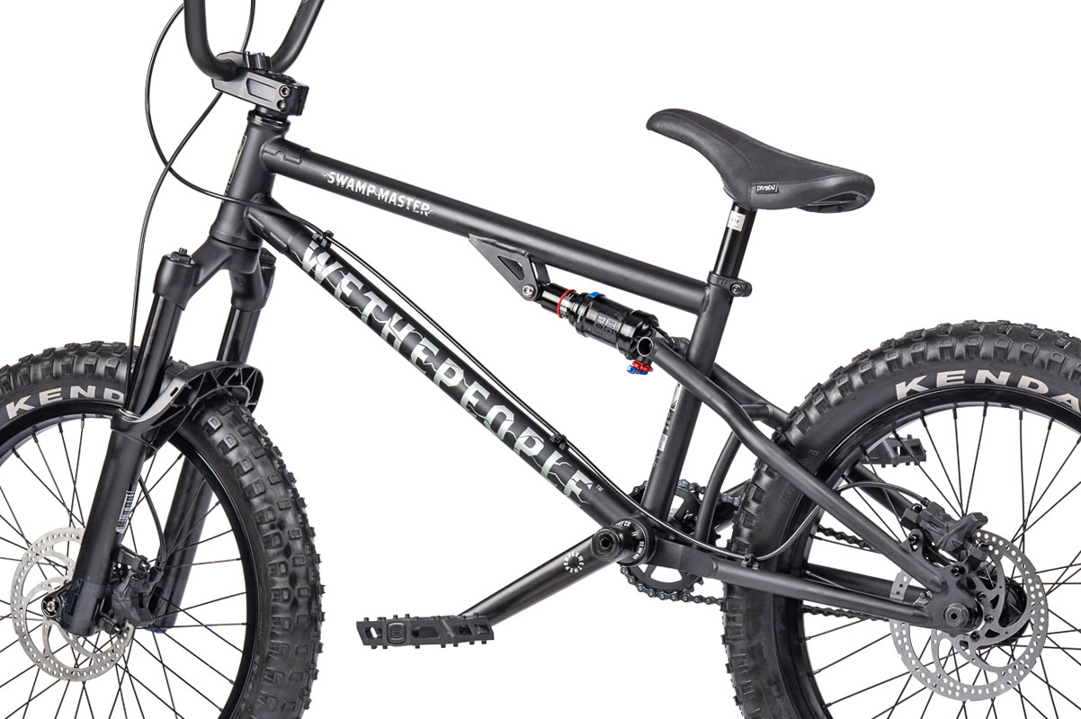 WeThePeople Swamp Master complete bike, 4130 steel full-suspension 20" BMX bike, non-driveside