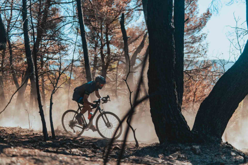 KS GTC gravel suspension fork being ridden in the forest