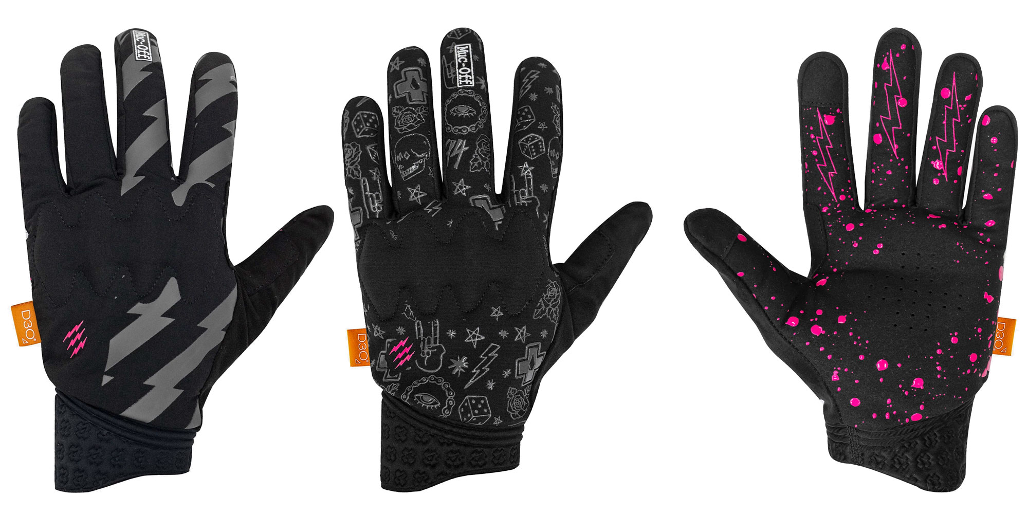 Muc-Off D3O Rider Gloves deliver impact protection for aggressive mountain biking, colors