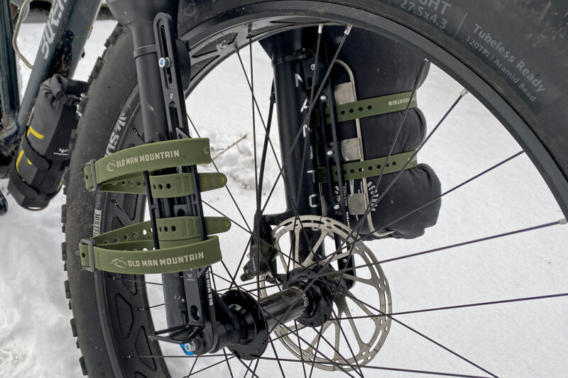 First Look: Old Man Mountain Axle Pack puts Bikepacking Anything Cages on Any Fork