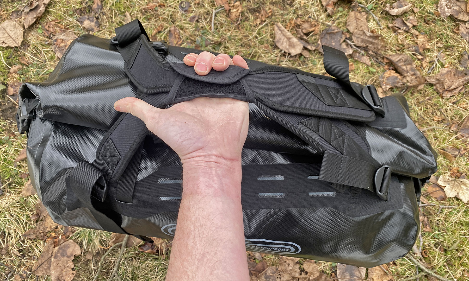 Ortlieb Duffle RC 49L Review: waterproof backpack dufflebag,in my hand