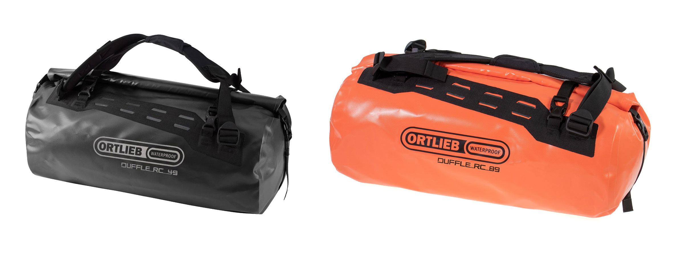 Ortlieb Duffle RC roll-top closure waterproof dufflebag backpack, made-in-Germany, black, olive or coral