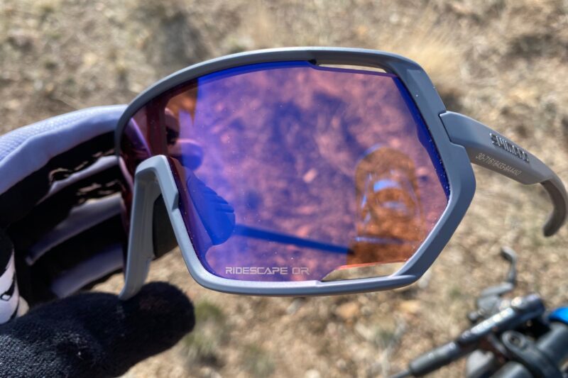 Close-up look of the vent cutouts on the Ridescape lens of the Shimano Technium sunglasses