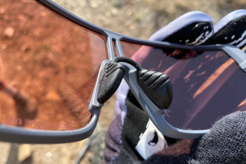 The reversible nosepiece on the Shimano Technium sunglasses