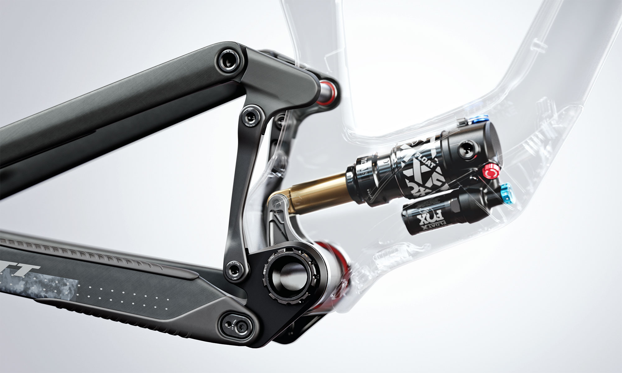 Scott Ransom 170mm 6-bar carbon freeride enduro mountain bike, Bold-style hidden shock inside