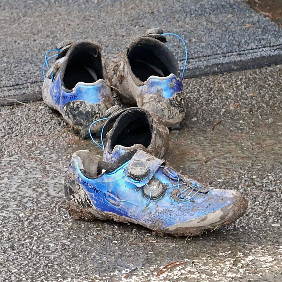 MvdP's Shimano S-Phyre XC9 muddy shoes