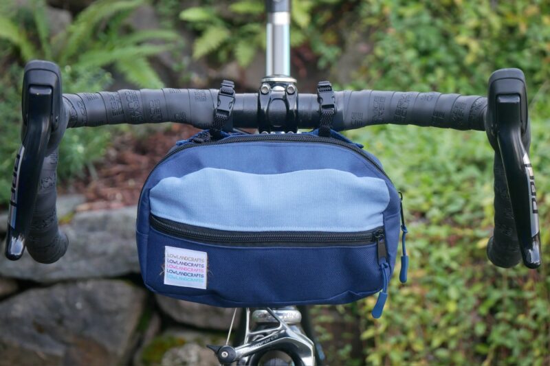 The handmade Lowland Crafts Handlebar Bag can be ordered in custom colors.