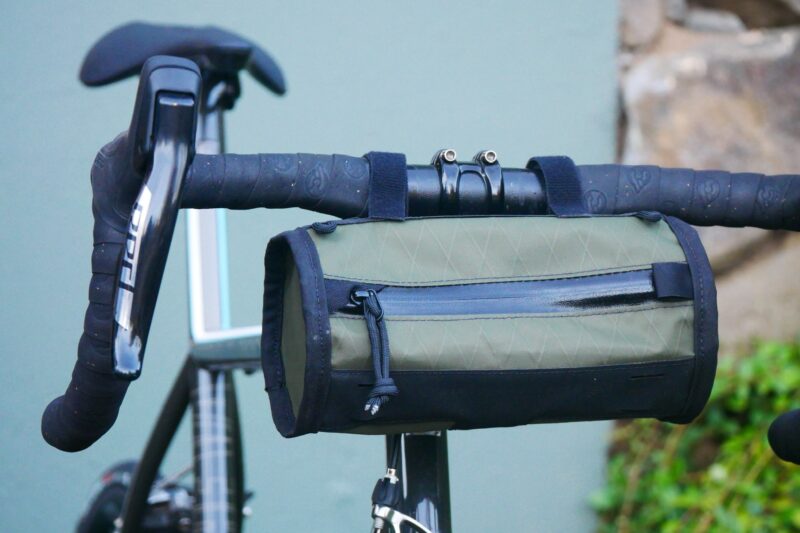 The Ornot Handlebar Bag mounted to a road bike handlebar