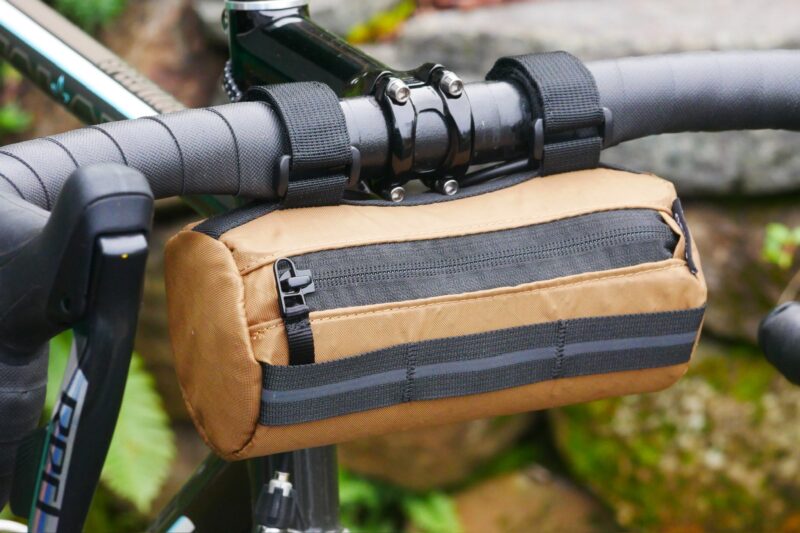 The reflective detail on the front of the Ornot Mini Handlebar Bag